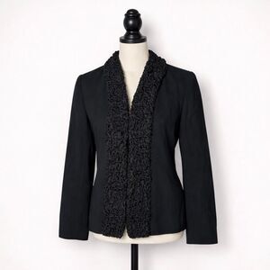 Billina by Marlene Middlemiss Vintage Black Jacket Women’s 10 | Textured Trim Ho